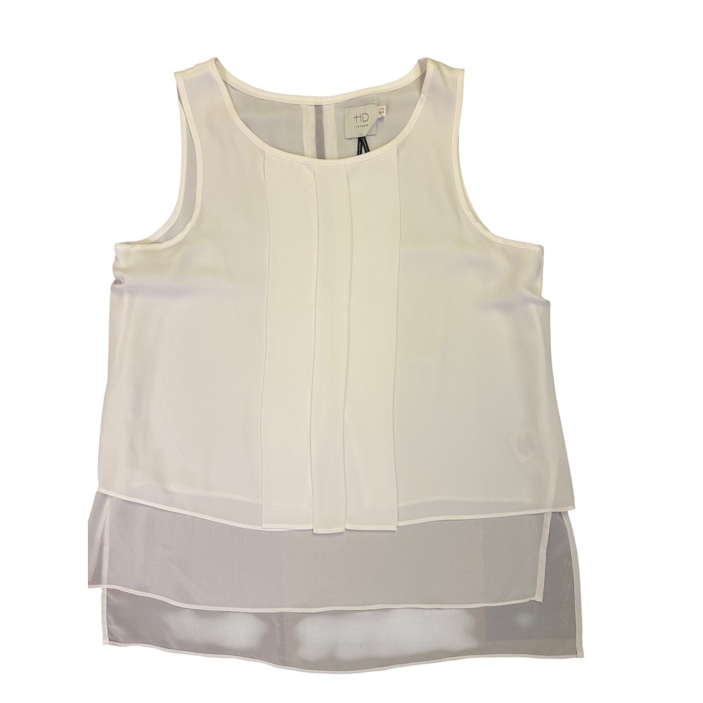 HD in Paris Anthropologie Pleated Layered Tank Top Women 10 Sleeveless